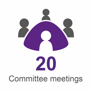 Infographic showing that 20 Committee meetings have taken place in this reporting period